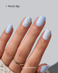 3D Flower Design Blue Squoval Press-On Nails