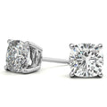 4.00 CTW Lab Created Moissanite Cushion Cut Stud Earrings in Sterling Silver - 8mm Stones
