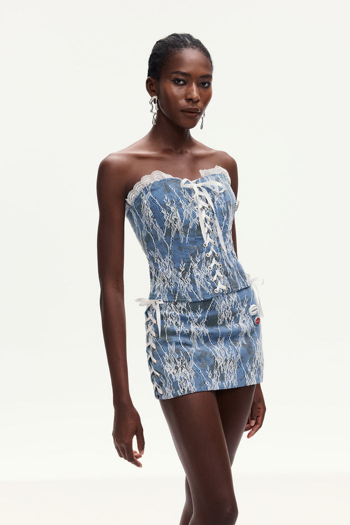 amable-lace-lace-up-denim-skirt-set