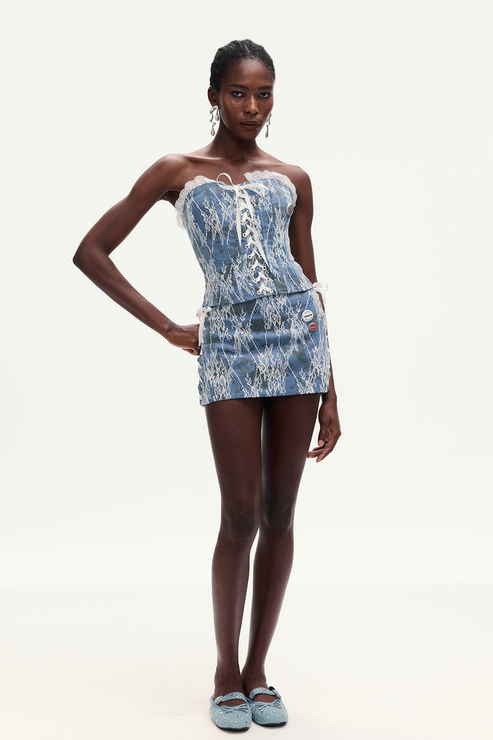 amable-lace-lace-up-denim-skirt-set