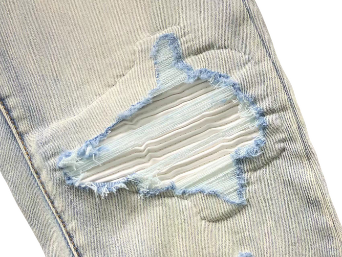 AMIRI Blue Hole Denim Jeans Blue