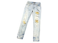 AMIRI Yellow Hole Denim Jeans Blue