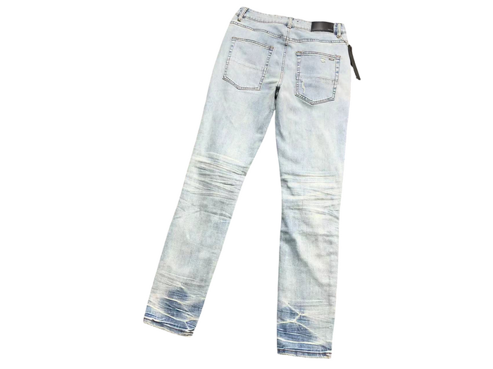 AMIRI Yellow Hole Denim Jeans Blue