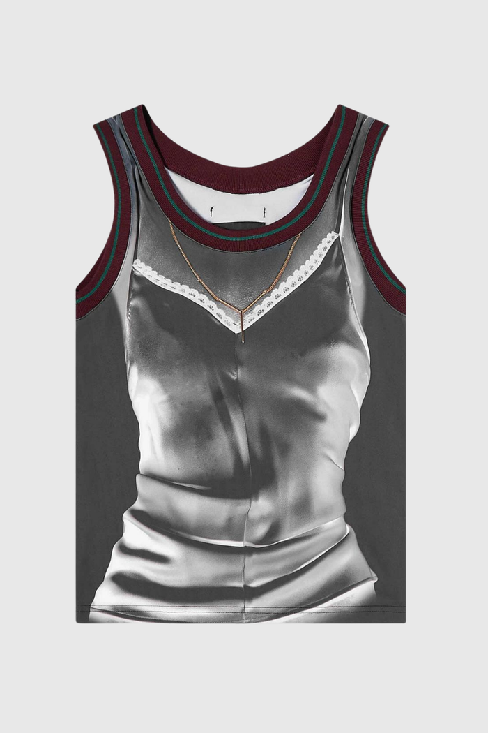 Analia Illusion Print Sleeveless Top