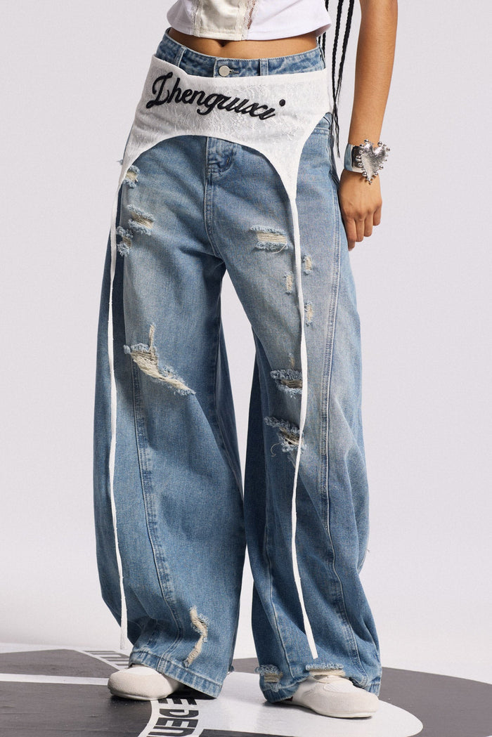 Anouk Asymmetric Deconstruct Barrel Jeans