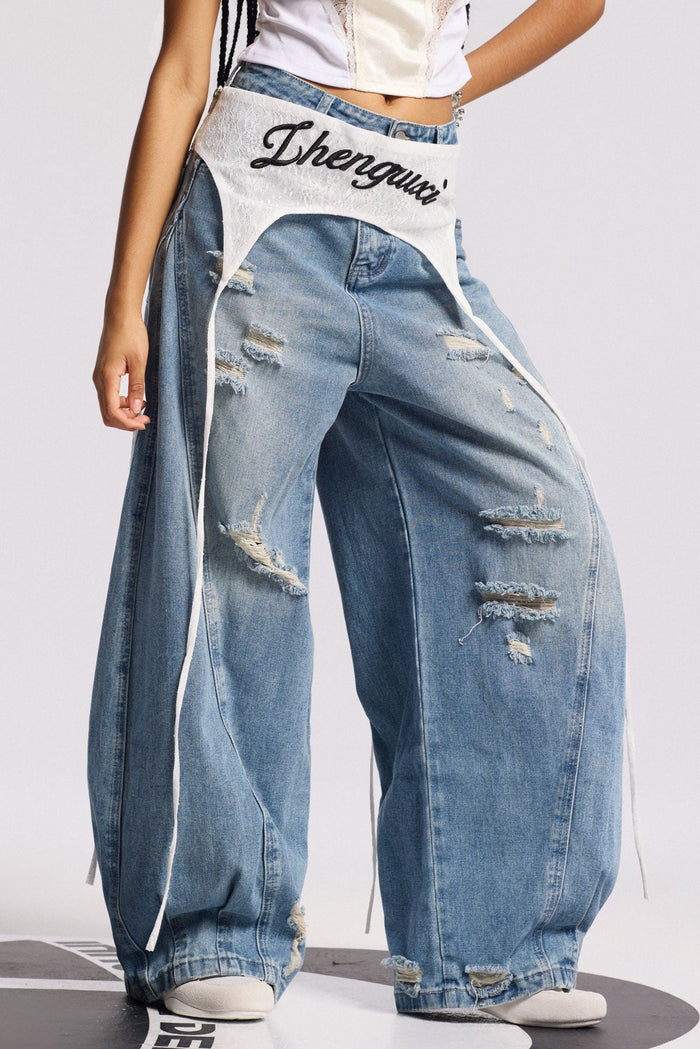 Anouk Asymmetric Deconstruct Barrel Jeans