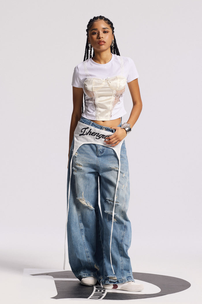 Anouk Asymmetric Deconstruct Barrel Jeans