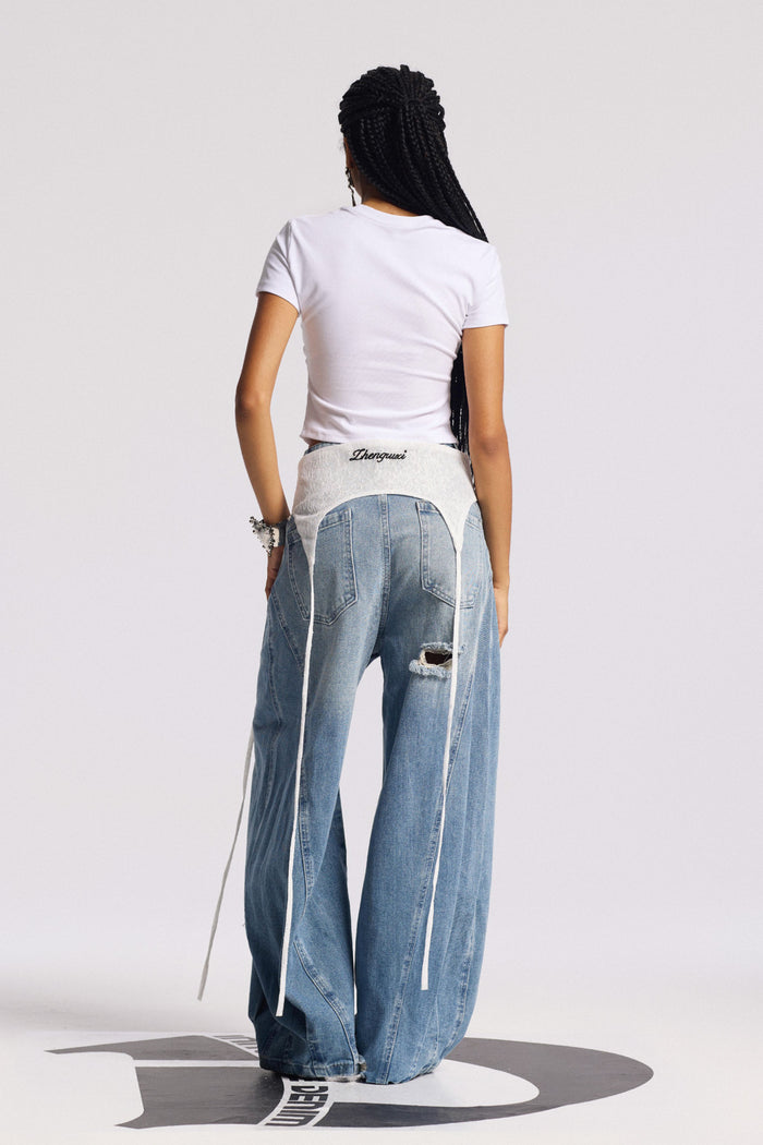 Anouk Asymmetric Deconstruct Barrel Jeans