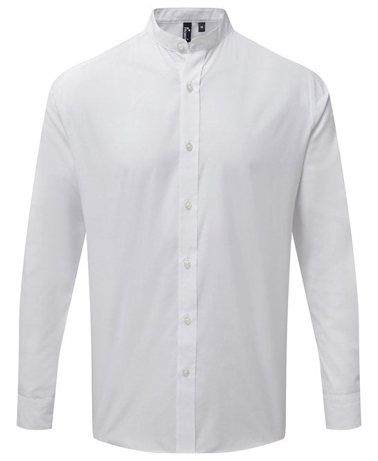 Banded collar grandad long sleeve shirt
