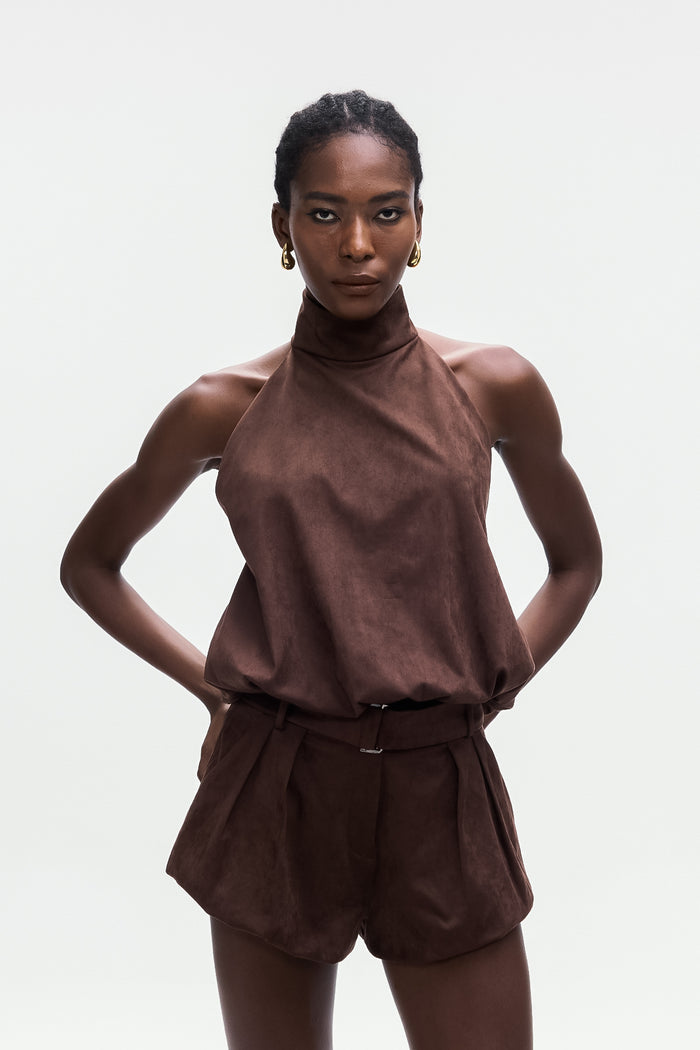 Bartolo Suede Halter Neck Top