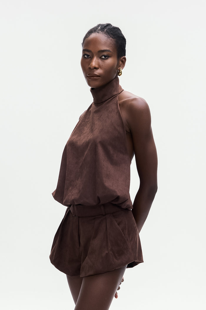 Bartolo Suede Halter Neck Top