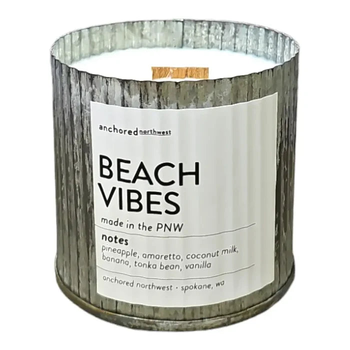 Beach Vibes Rustic Wood Wick Candle
