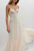 Beppe Lace Corset Tulle Dress In Cream