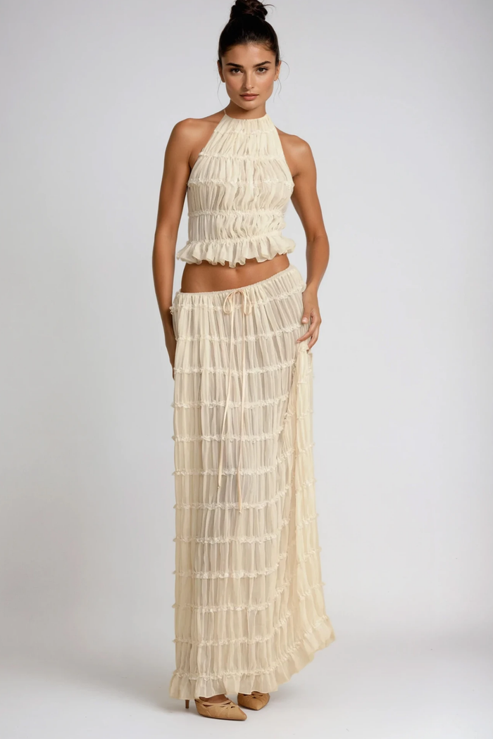 Bernt Ruch Backless Skirt Set In White