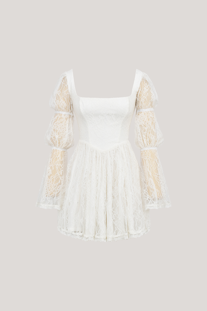 Bethania Lace Floral Ruch Mini Dress