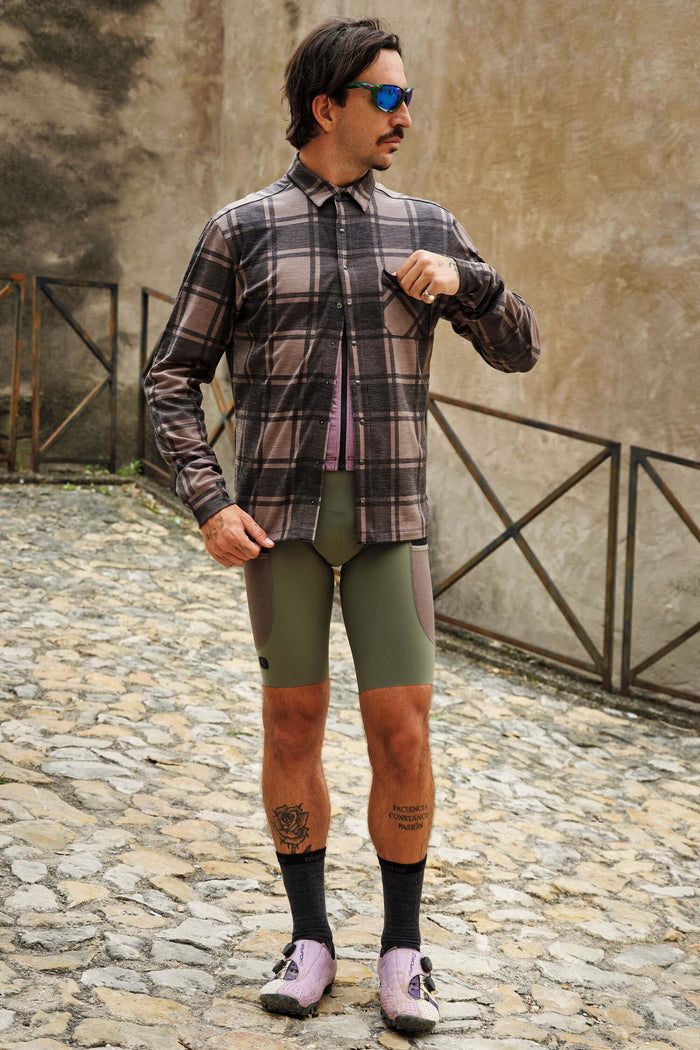 Beyond Gravel Button Down Long Sleeve Shirt by Giordana Cycling, , Made in Italy
