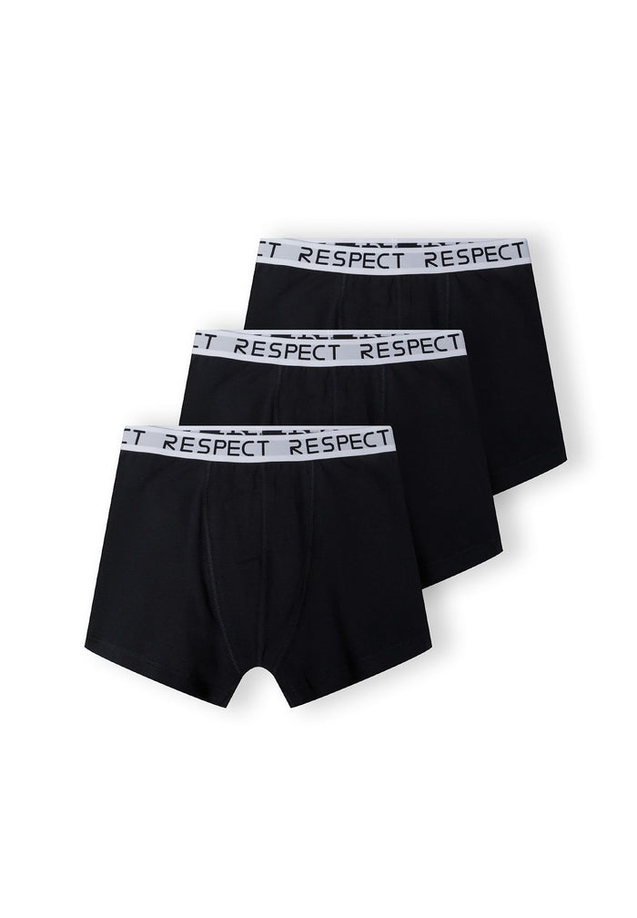 Boxer Shorts 3-Pack, Respect Waistband, Black - 1