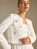 Blazer with Pleated Shoulders and Gold Buttons