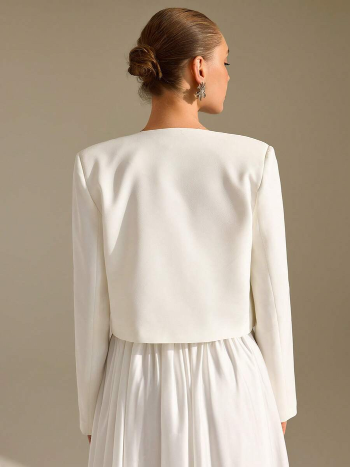 Blazer with Pleated Shoulders and Gold Buttons