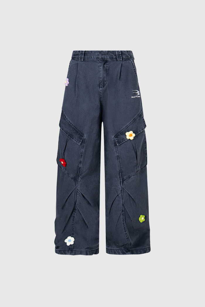 Blossom Bleached Flower Cargo Jeans