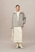 Blossom Detachable Fur Collar Coat in Wool