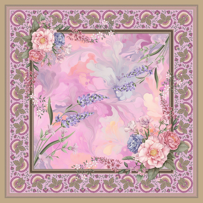 HAMIDA Blossom Harmony Silk Scarf flat view