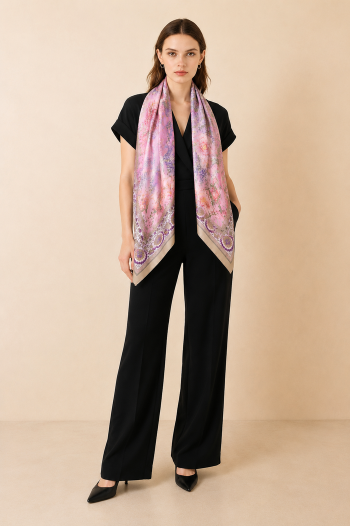 HAMIDA Blossom Harmony Silk Scarf