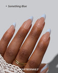 Blue French Tip Rhinestone Press-On Nails