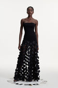 Boryana Dot Strapless Maxi Dress In Black