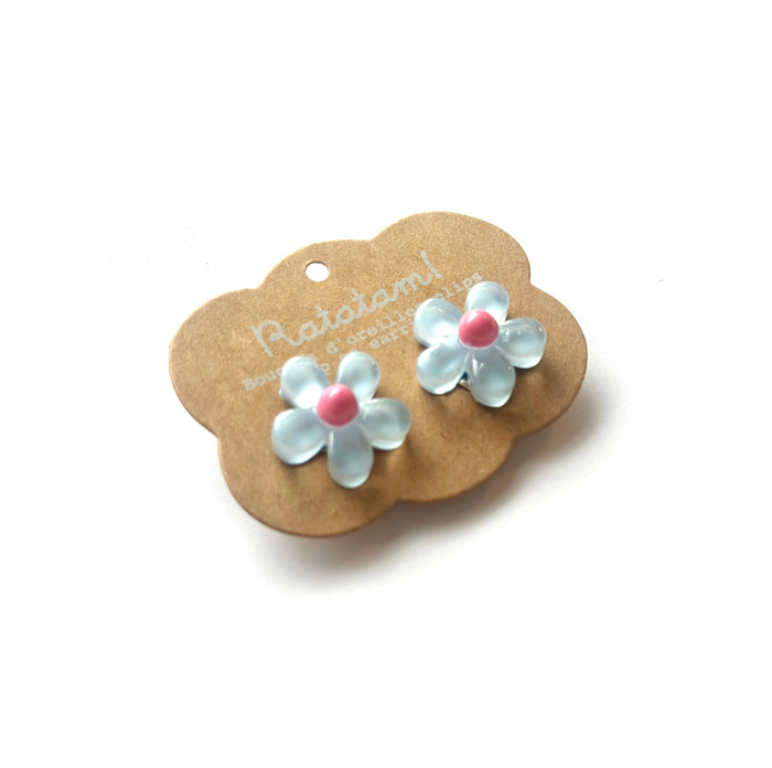 Boucles d'oreilles à clip | Fleurs bleues