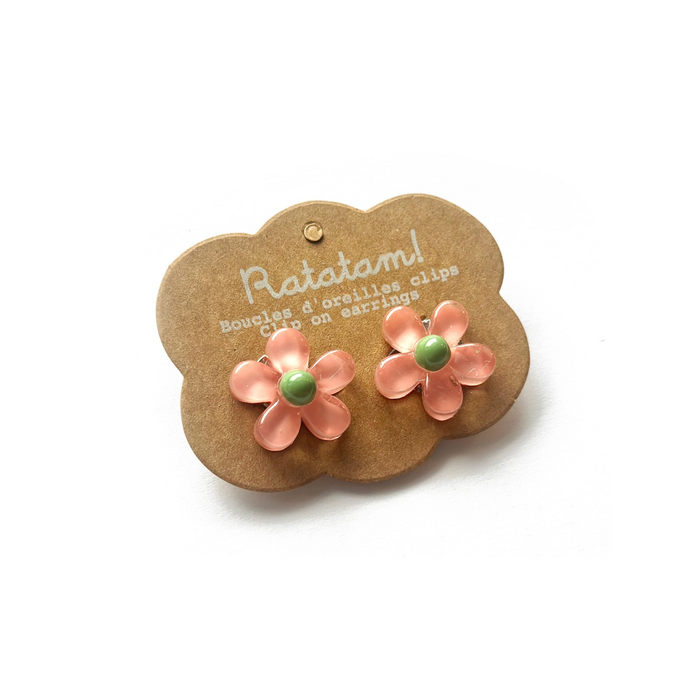Boucles d'oreilles à clip | Fleurs corail