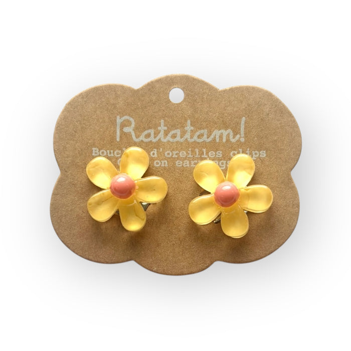 Boucles d'oreilles à clip | Fleurs jaunes