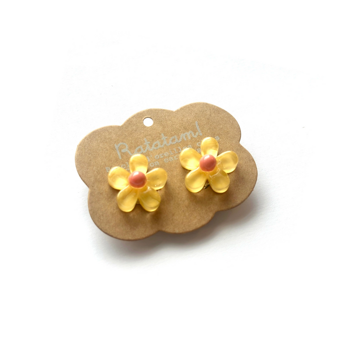 Boucles d'oreilles à clip | Fleurs jaunes