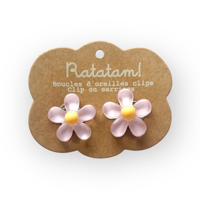 Boucles d'oreilles à clip | Fleurs violette