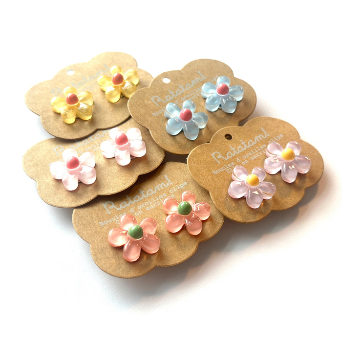Boucles d'oreilles à clip | Fleurs violette