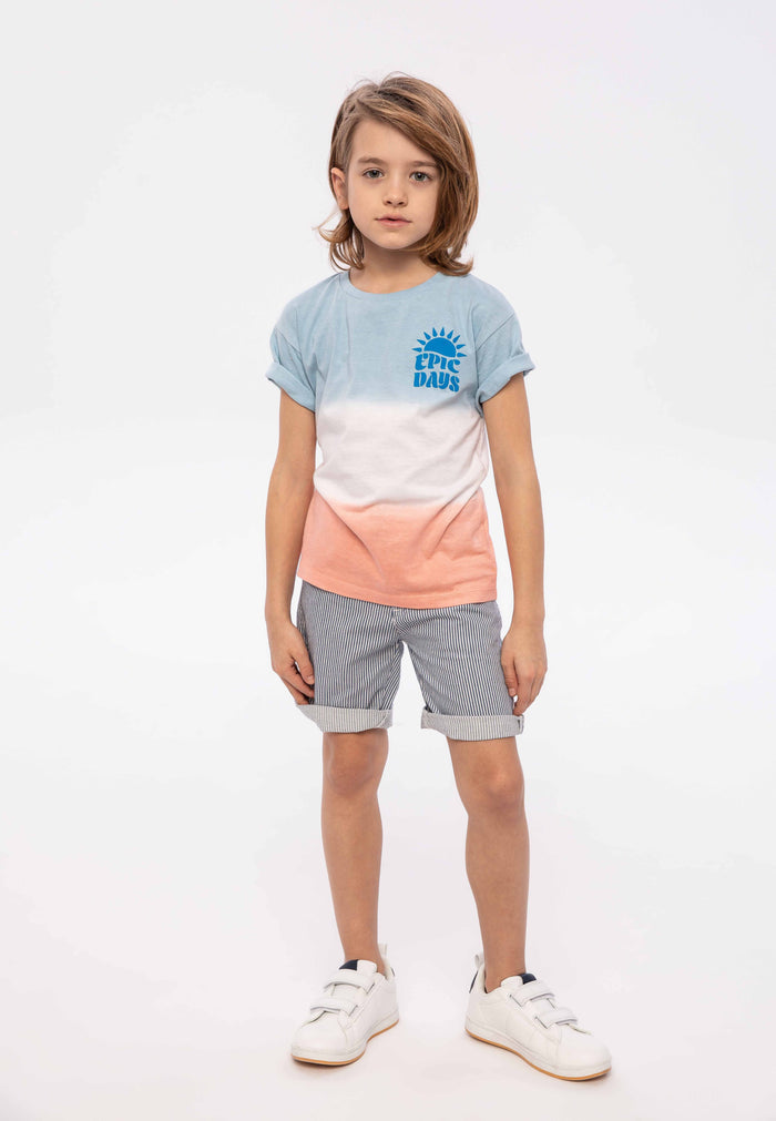 Short Sleeve T-Shirt, Dip Dye Blue Coral, Epic Days - 1