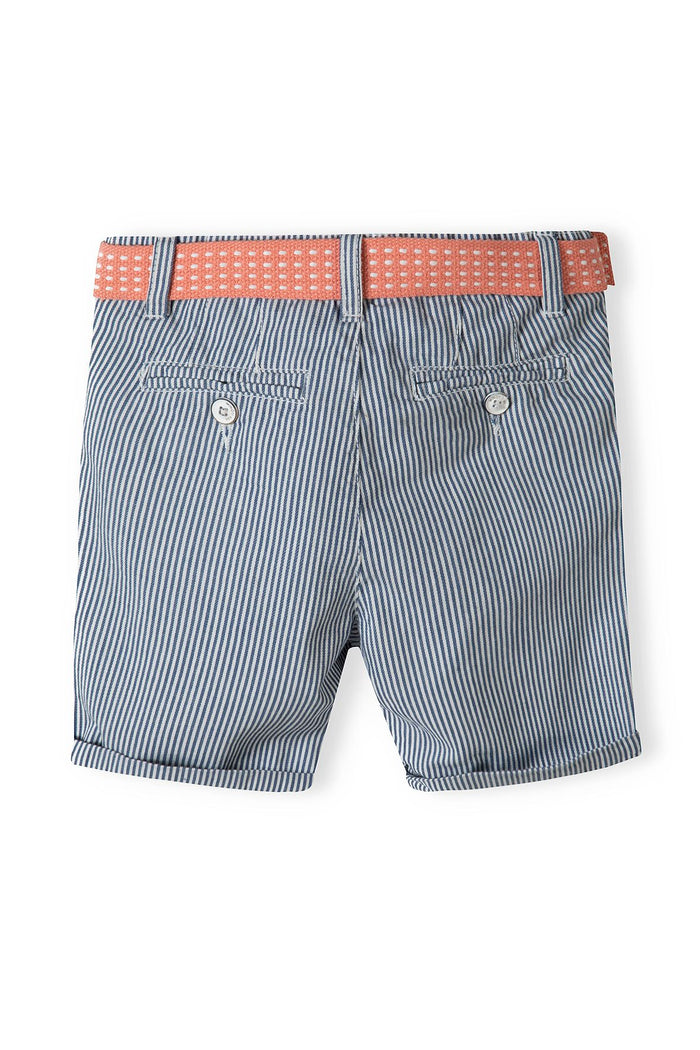 Striped Chino Shorts, Blue, Canvas Belt - 2