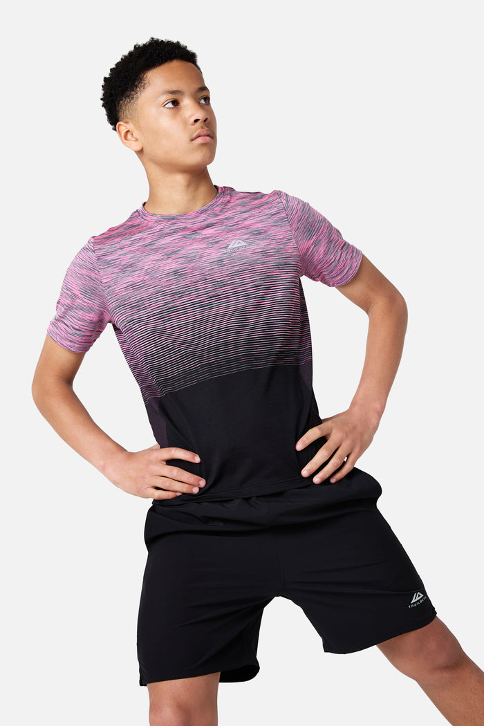 Boys Frequency Seamless Tee - Black/Storm Grey/Cloud Haze/Cosmic Pink
