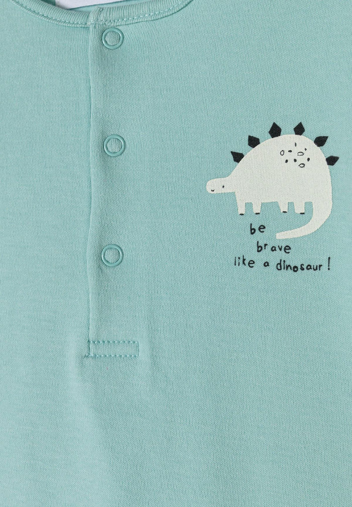 Rompers 2-Pack Short Sleeve, Dinosaur, Mint Grey - 6
