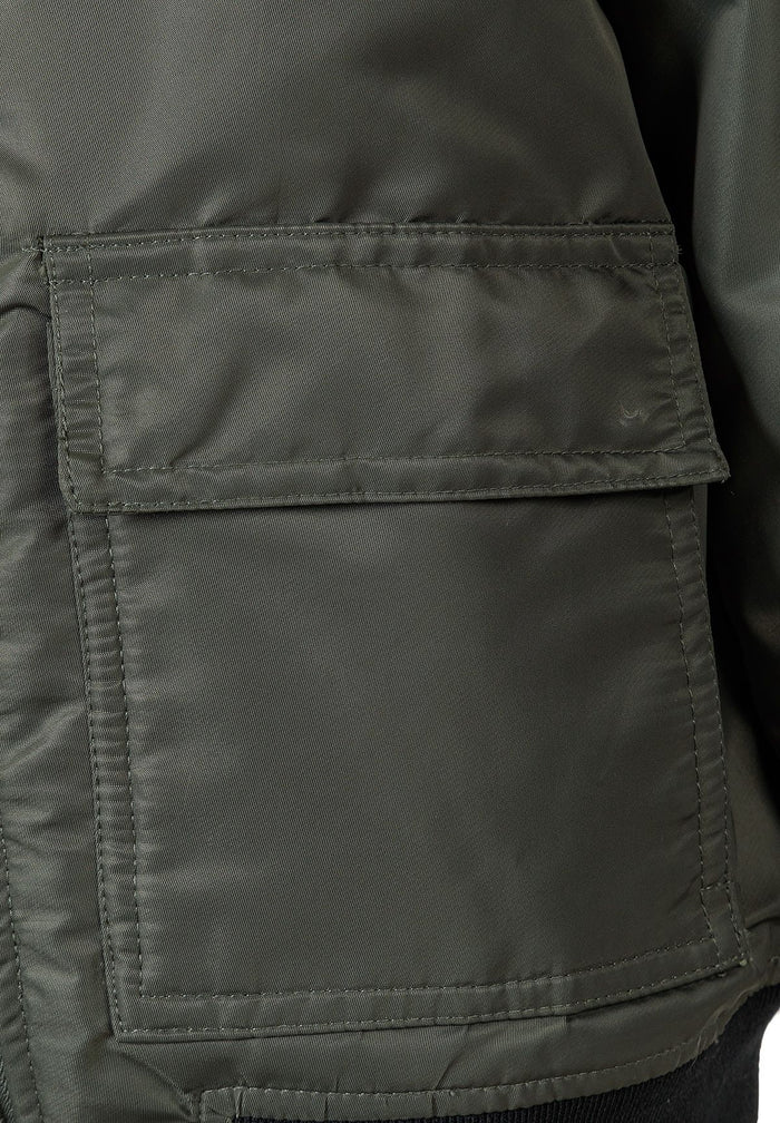 Bomber Jacket Lightweight Khaki with Chest Pockets - 4