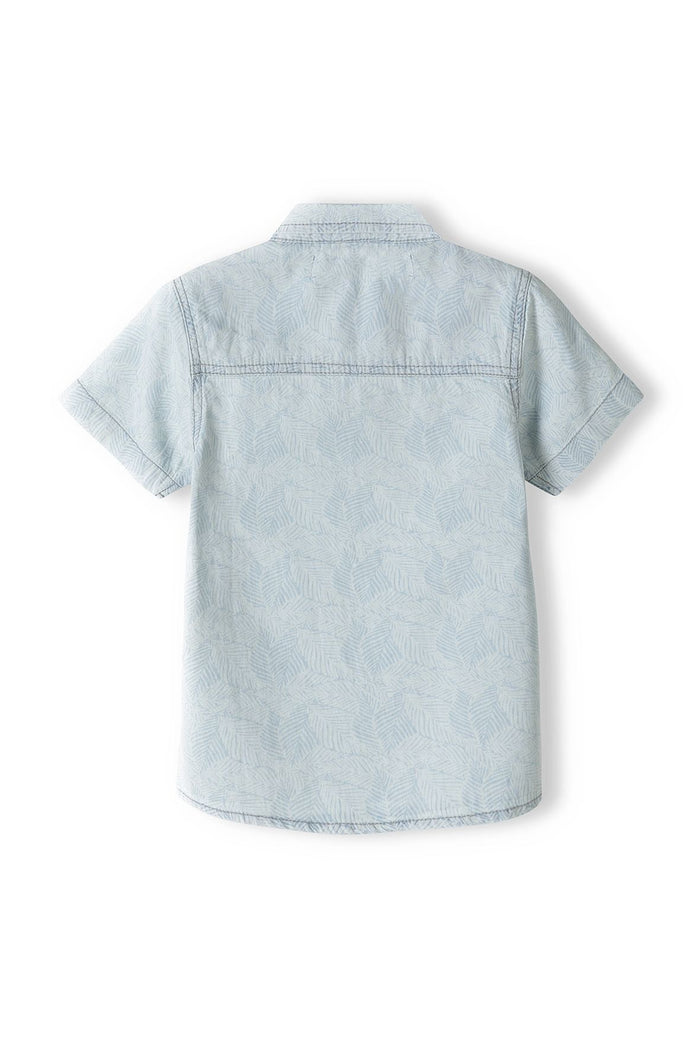 Short Sleeve Denim Shirt, Light Blue Bleached - 4
