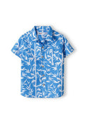 Short Sleeve Poplin Shirt, Bamboo Print, Blue - 2