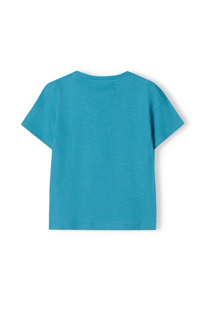 Oversized Slub T-Shirt, Baboon Print, Turquoise - 3