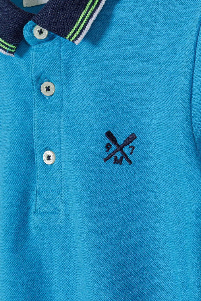 Polo Shirt Turquoise Navy Contrast Tipping - 3