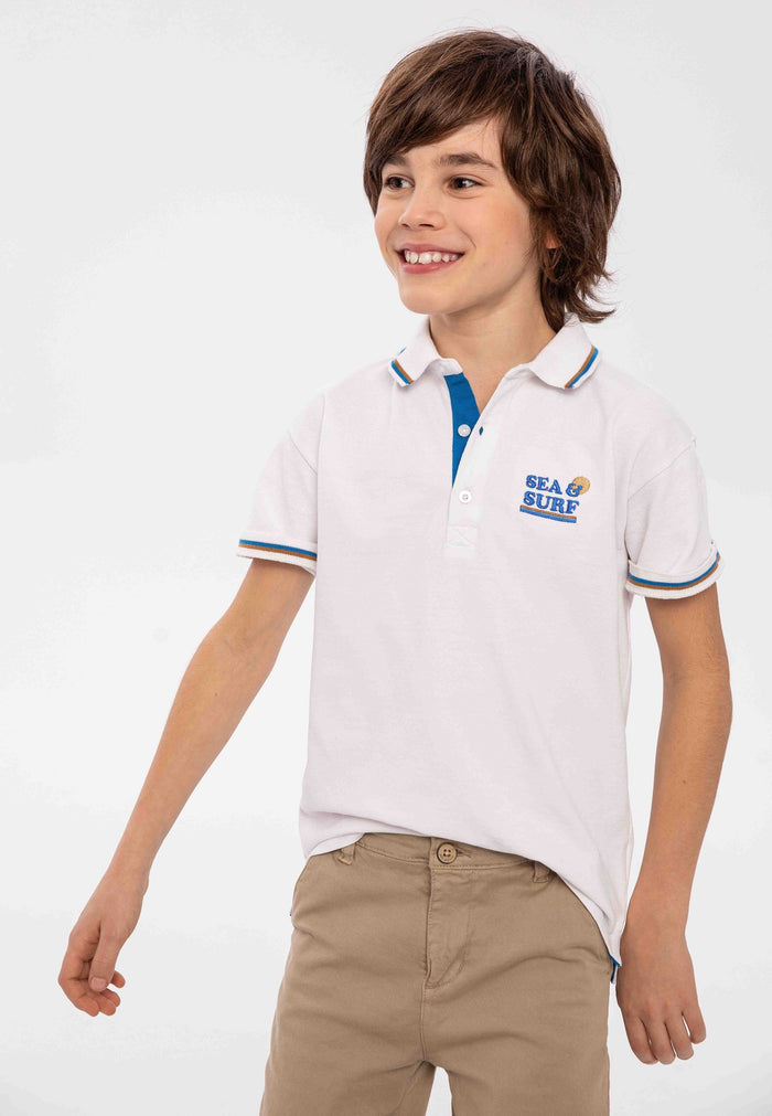Polo Shirt Sea Surf Embroidery White - 1