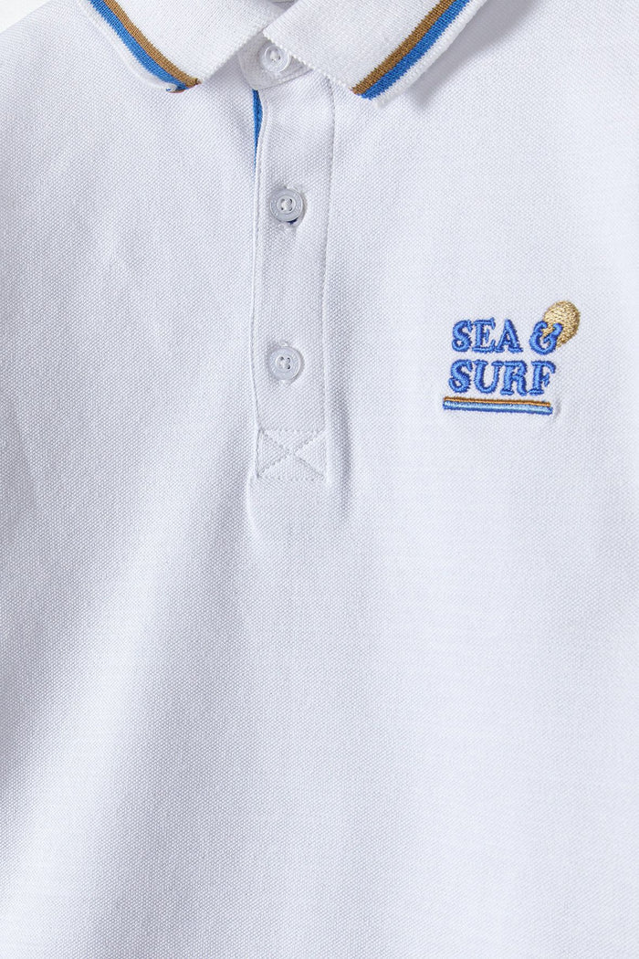 Polo Shirt Sea Surf Embroidery White - 4