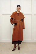 Cape Style Belted Wool Coat in Double-Face Merino-Cashmere