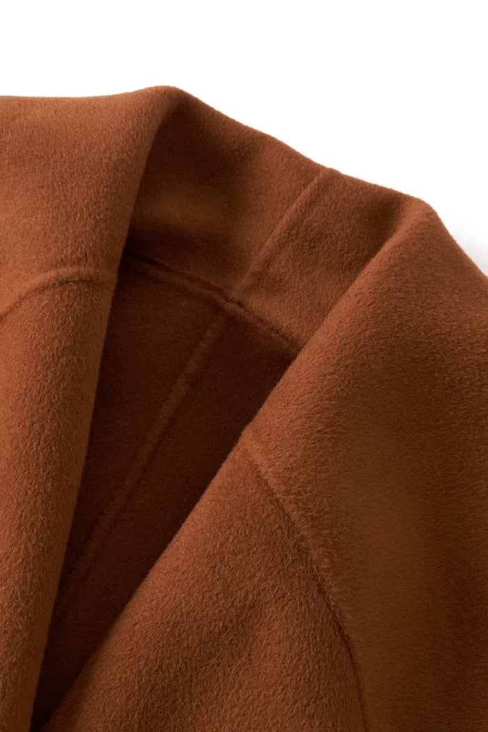 Cape Style Belted Wool Coat in Double-Face Merino-Cashmere