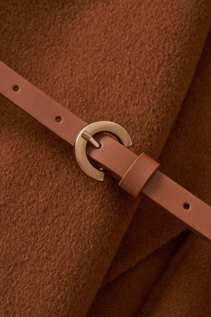 Cape Style Belted Wool Coat in Double-Face Merino-Cashmere