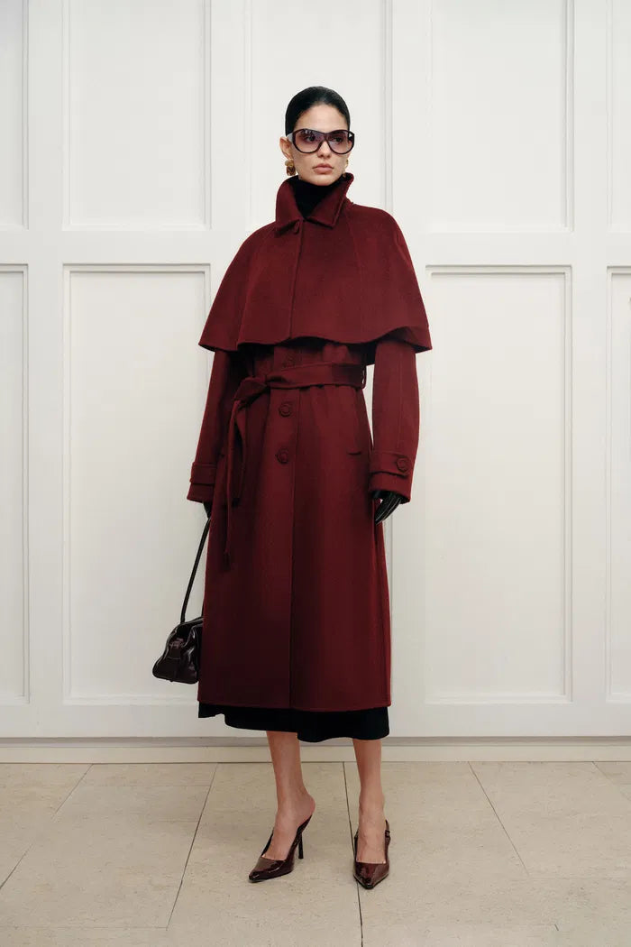Cape Trench Coat in Cashmere Wool Double-Face